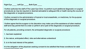 Laser eye clinic consent form